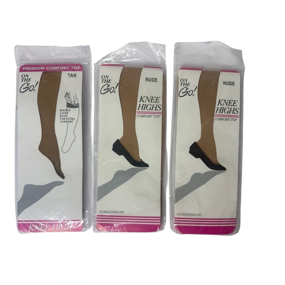 On The Go! Knee 3 Pairs of‎ Knee Highs 2 Nude Comfort Top 1 Tan 8.5 - 11